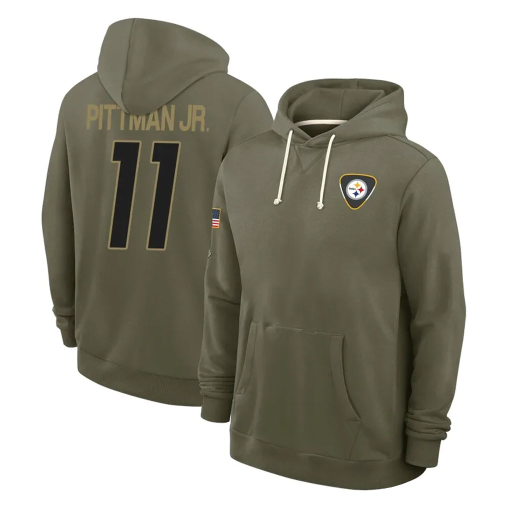 BIPIHUC P.Steelers #11 Michael Pittman Jr. Player Olive Salute to Service Pullover Hoodies Limited Stitched Jerseys