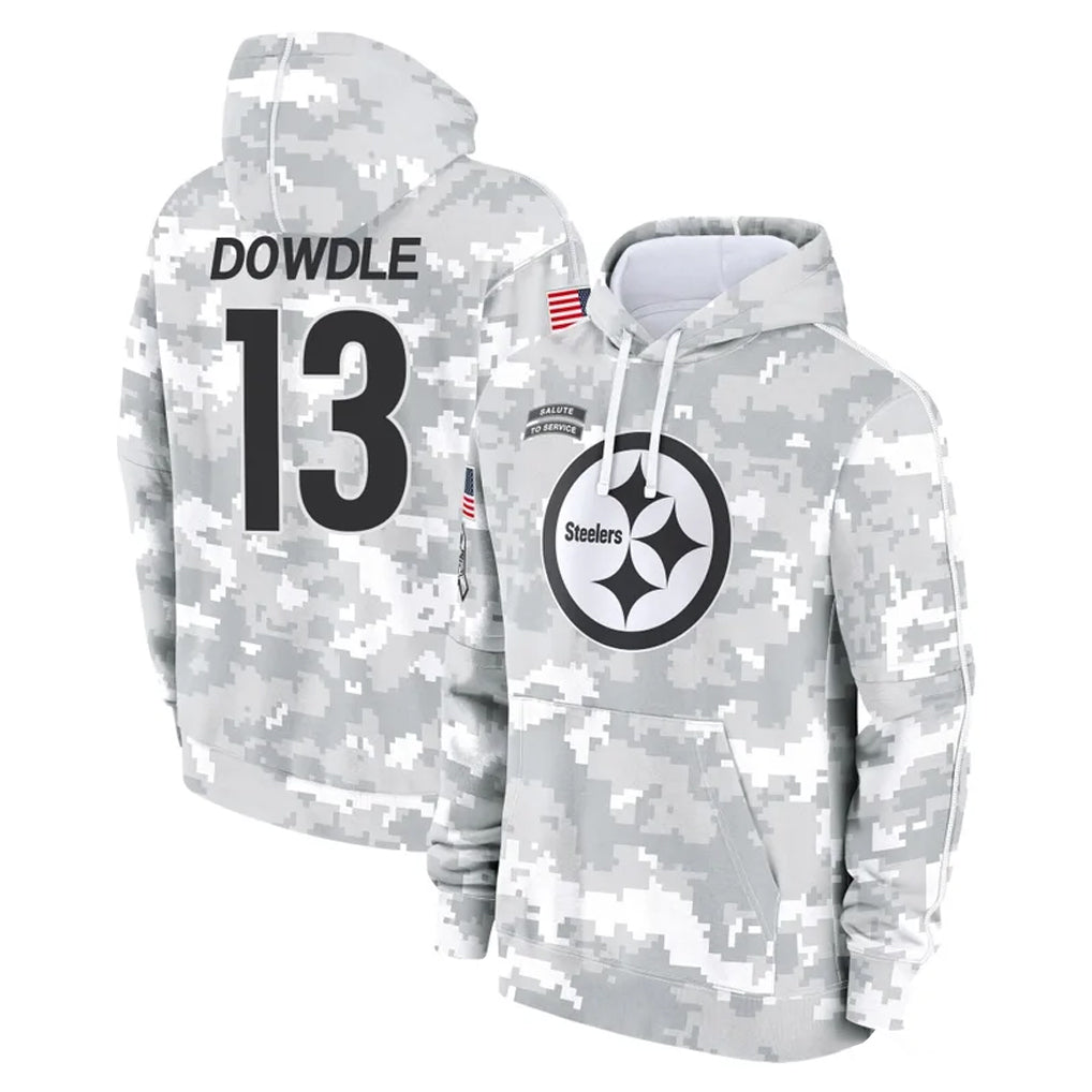 BIPIHUC P.Steelers #13 Rico Dowdle Player Arctic Camo Limited Salute to Service Pullover Hoodies Game Stitched Jerseys