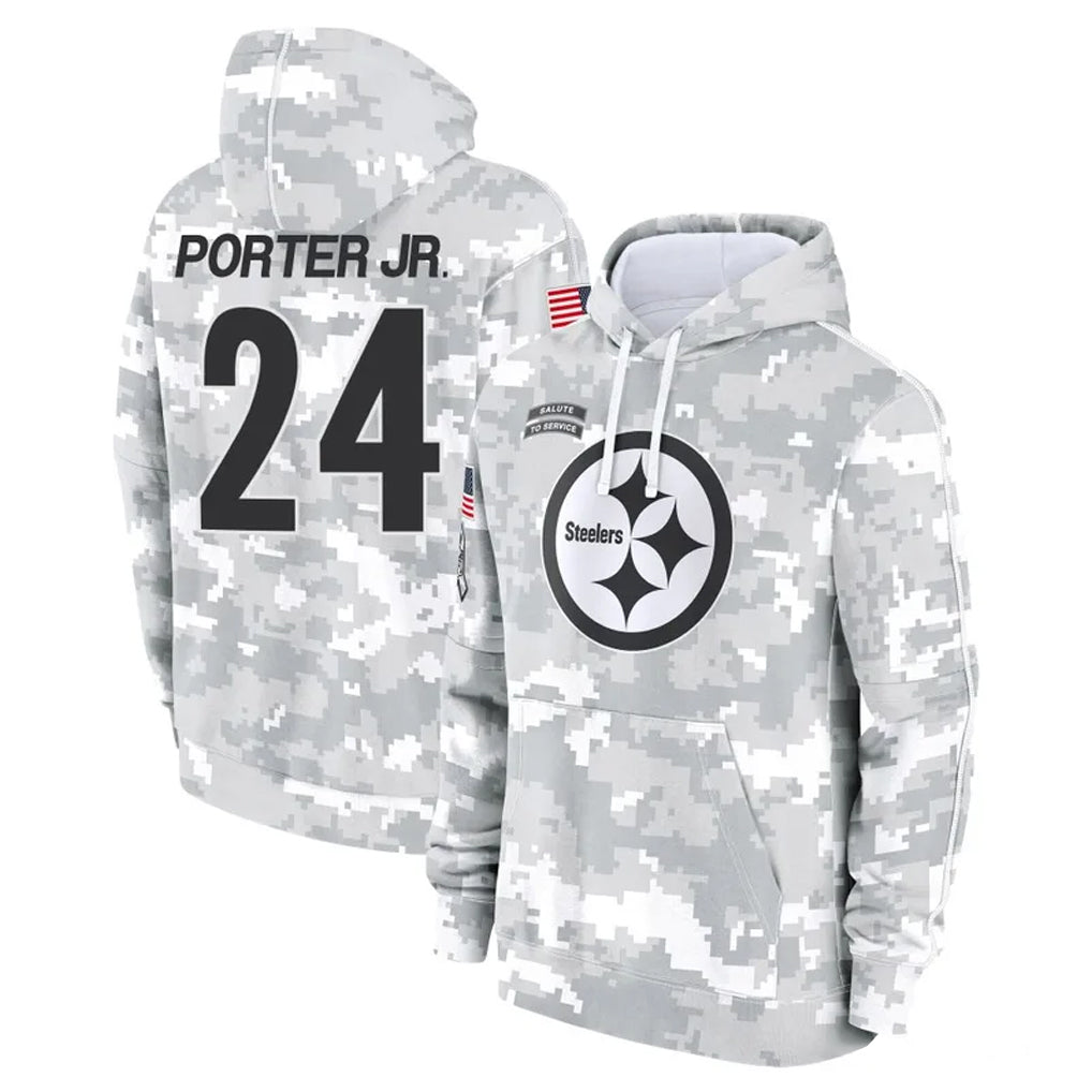 BIPIHUC P.Steelers #24 Joey Porter Jr. Player Arctic Camo Limited Salute to Service Pullover Hoodies Game Stitched Jerseys
