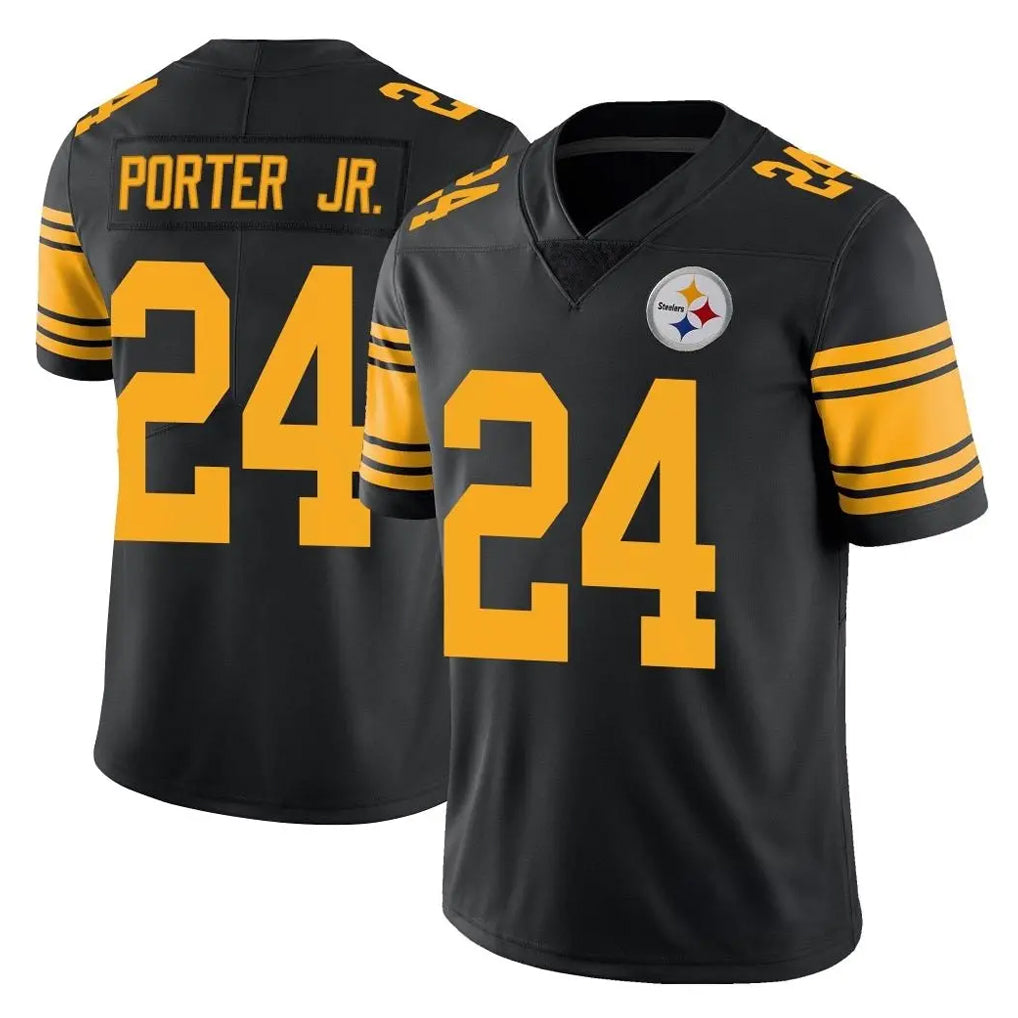BIPIHUC P.Steelers #24 Joey Porter Jr. Player Black Limited Color Rush Home Game Stitched Jerseys