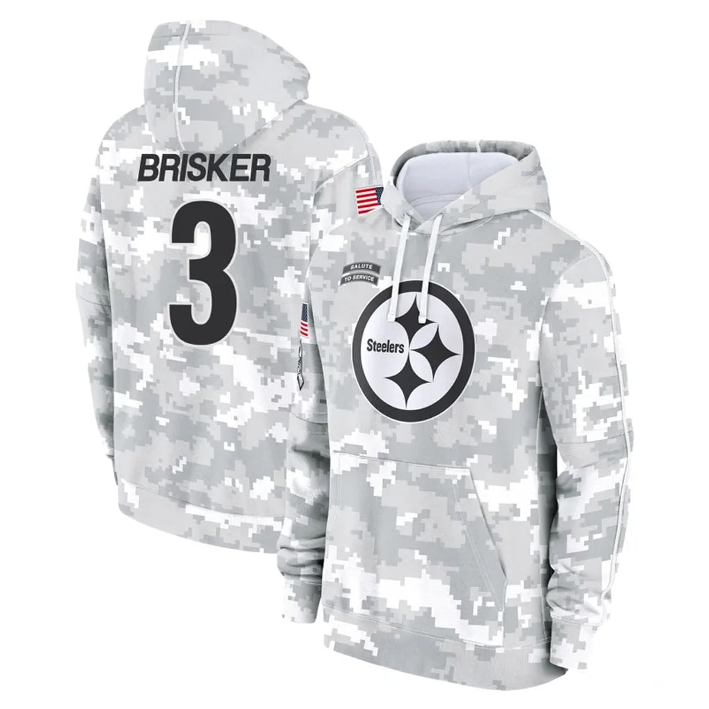 BIPIHUC P.Steelers #3 Jaquan Brisker Player Arctic Camo Limited Salute to Service Pullover Hoodies Game Stitched Jerseys