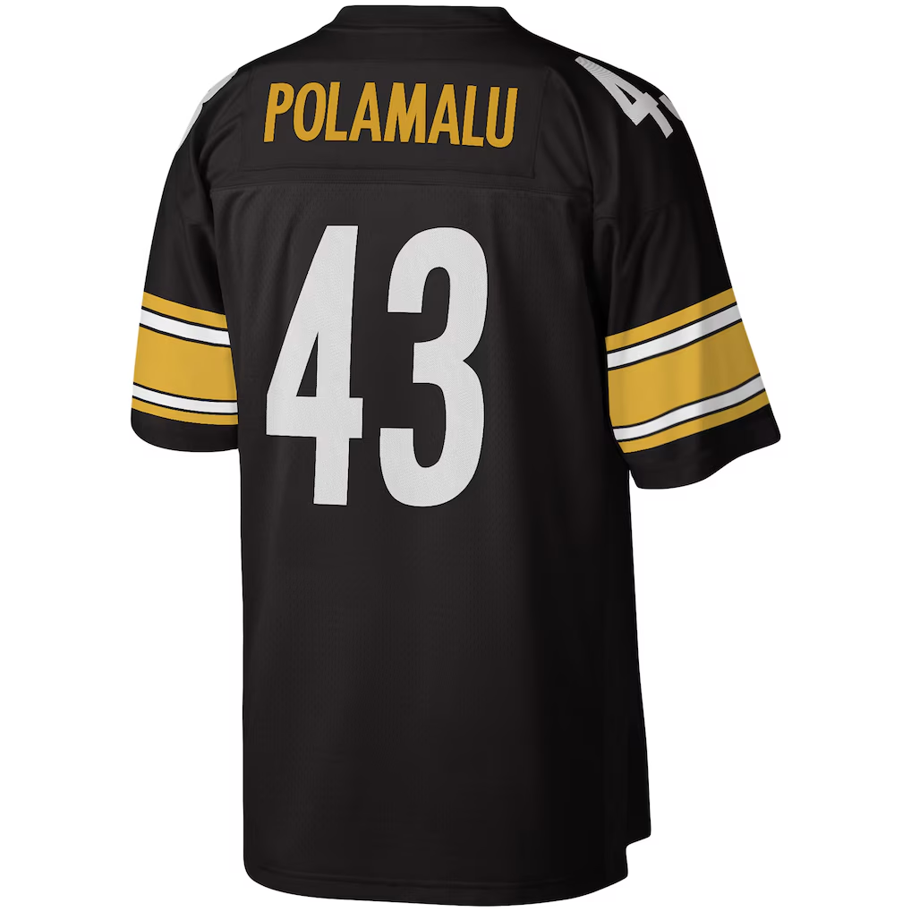 BIPIHUC P.Steelers #43 Troy Polamalu Mitchell & Ness Black Legacy Replica Stitched Jerseys