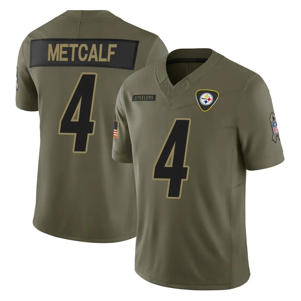 BIPIHUC P.Steelers #4 DK Metcalf Player Olive 2025 Salute To Service Limited Home Game Stitched Jerseys