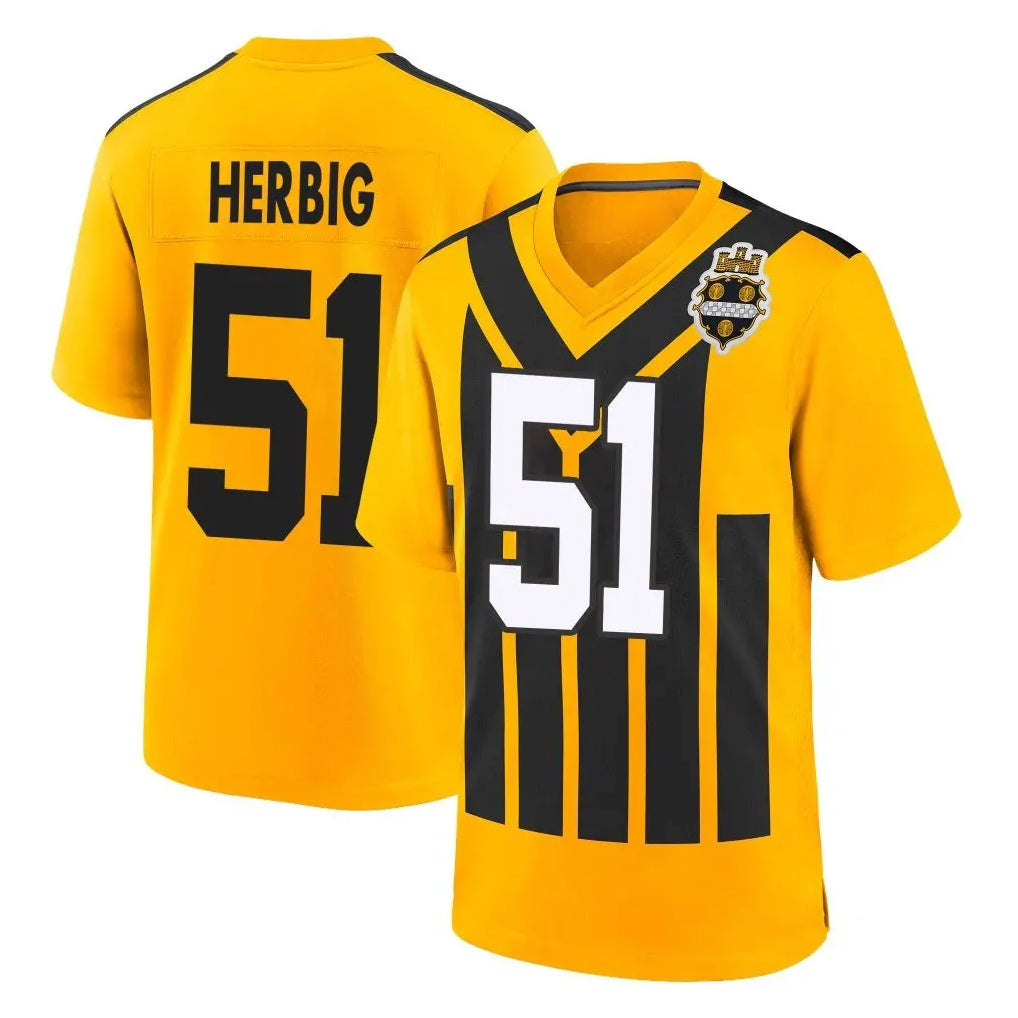 BIPIHUC P.Steelers #51 Nick Herbig Player Gold Limited 1933 Throwback Home Game Stitched Jerseys