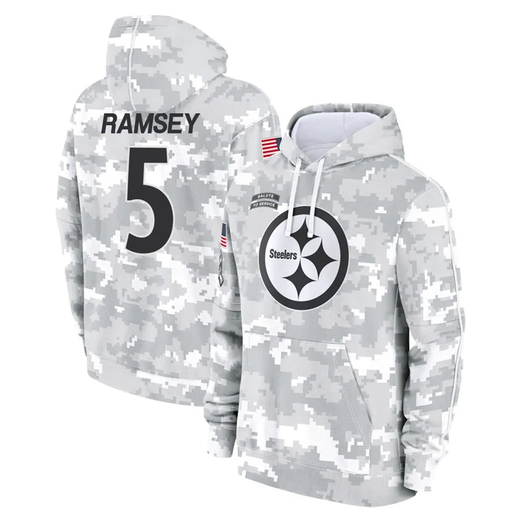 BIPIHUC P.Steelers #5 Jalen Ramsey Player Arctic Camo Limited Salute to Service Pullover Hoodies Game Stitched Jerseys