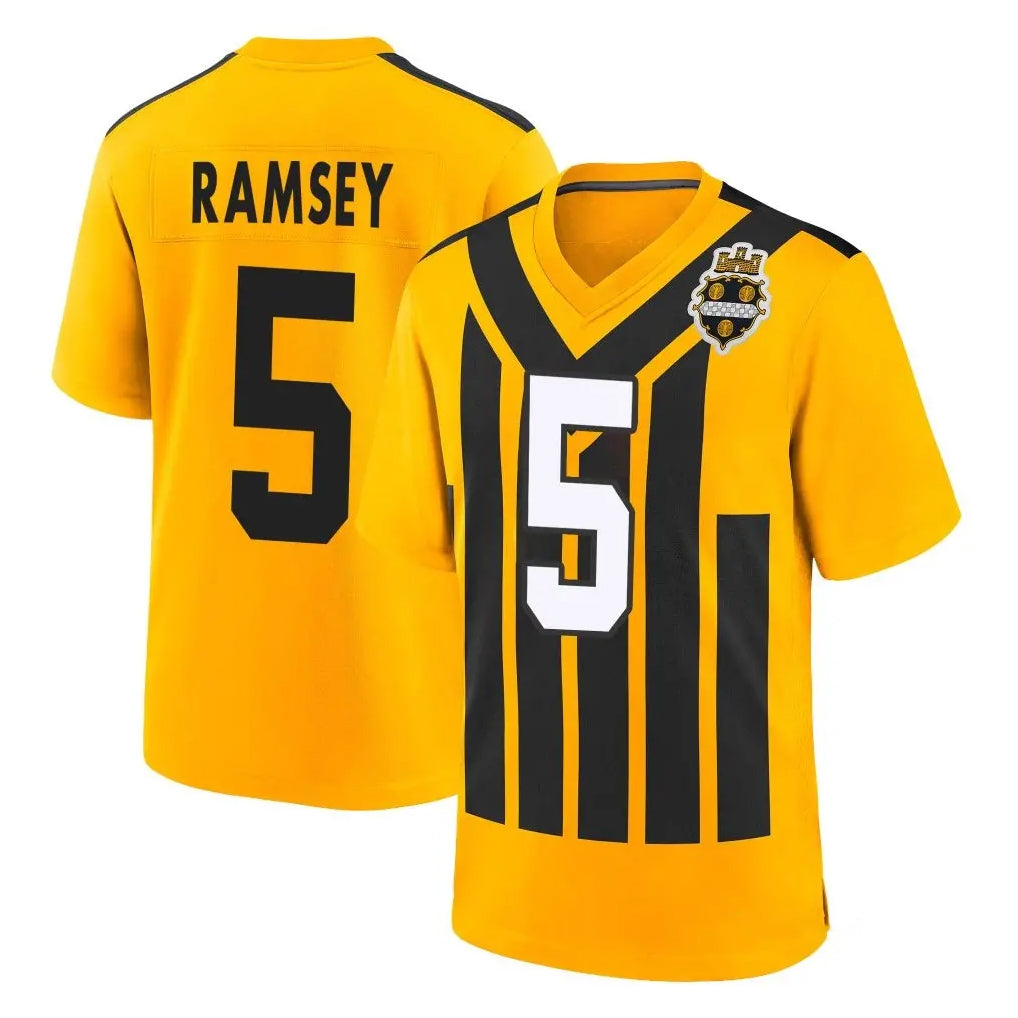 BIPIHUC P.Steelers #5 Jalen Ramsey Player Gold Limited 1933 Throwback Home Game Stitched Jerseys