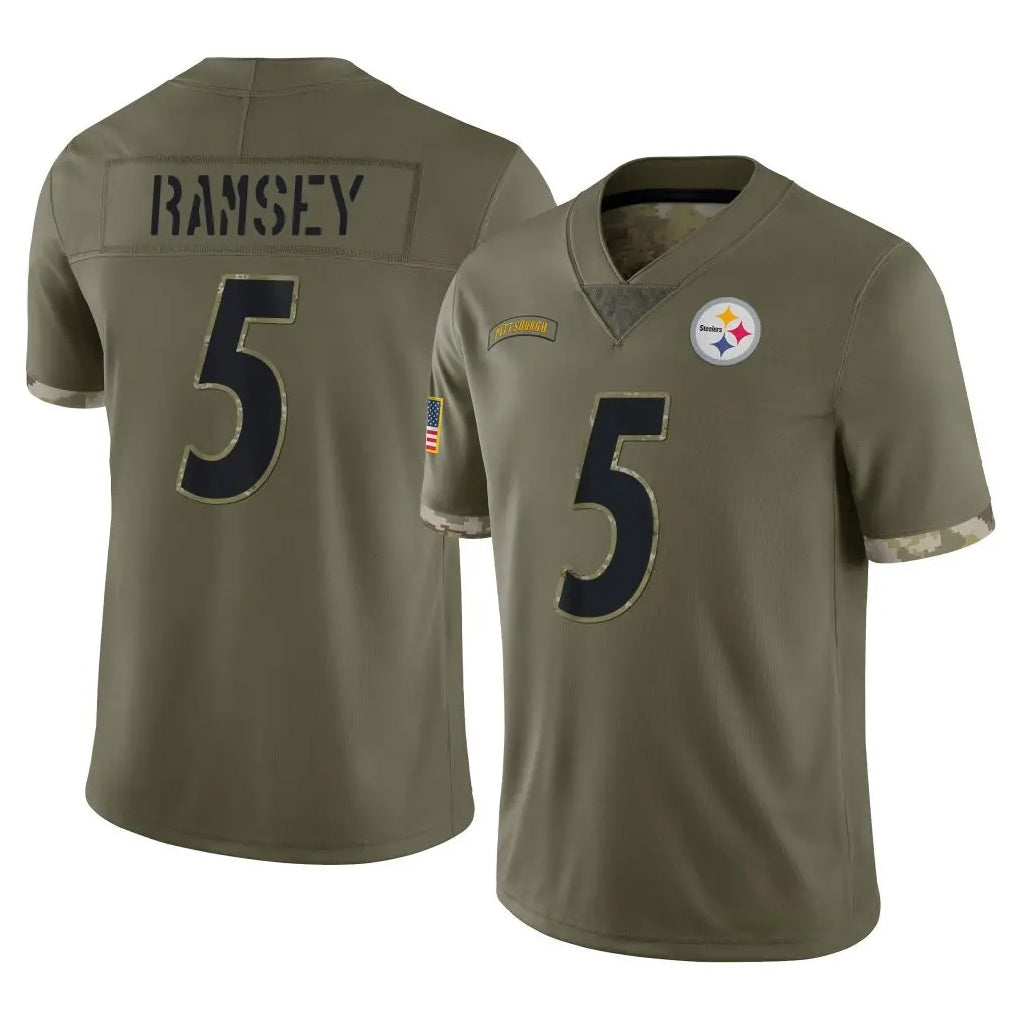 BIPIHUC P.Steelers #5 Jalen Ramsey Player Olive Limited Salute To Service Home Game Stitched Jerseys