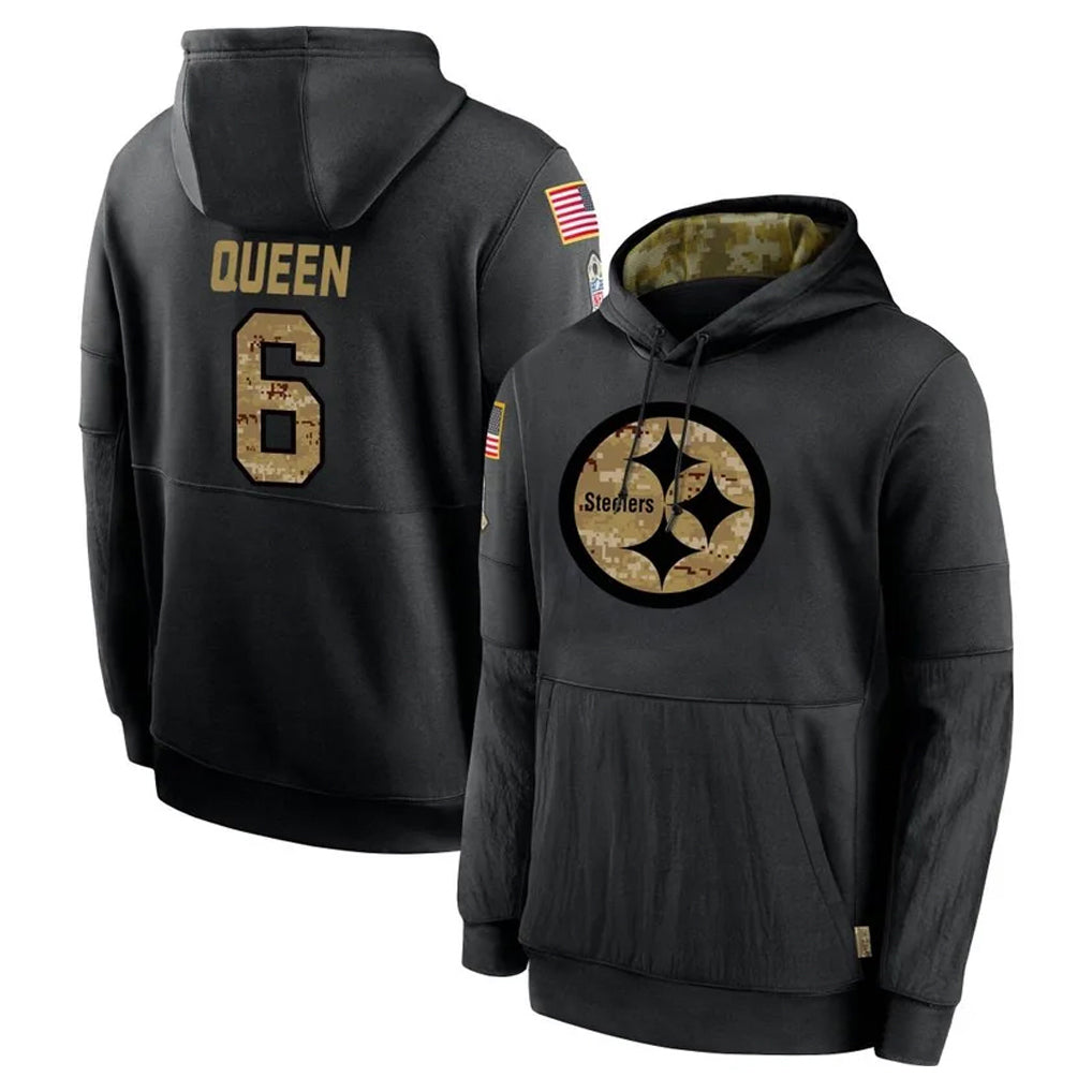 BIPIHUC P.Steelers #6 Patrick Queen Player Black Salute to Service Hoodies Limited Game Stitched Jerseys