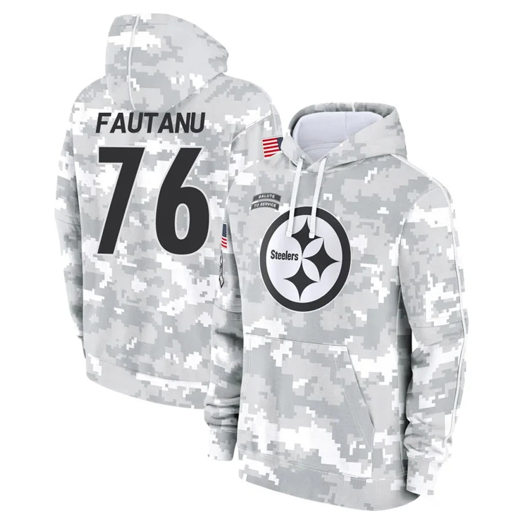 BIPIHUC P.Steelers #76 Troy Fautanu Player Arctic Camo Limited Salute to Service Pullover Hoodies Game Stitched Jerseys