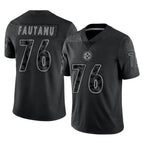 BIPIHUC P.Steelers #76 Troy Fautanu Player Black Reflective Limited Home Game Stitched Jerseys