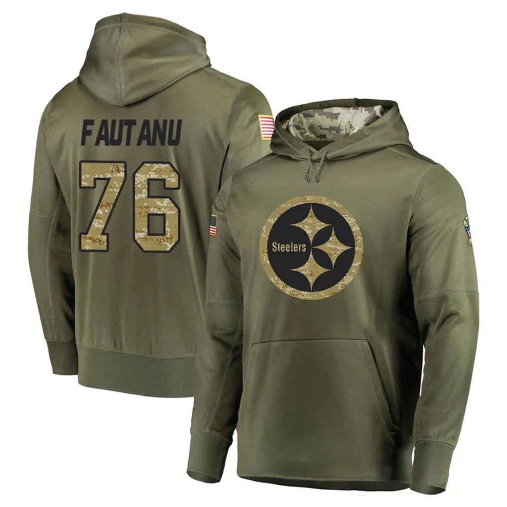 BIPIHUC P.Steelers #76 Troy Fautanu Player Olive Salute to Service Pullover Hoodie Home Game Stitched Jerseys