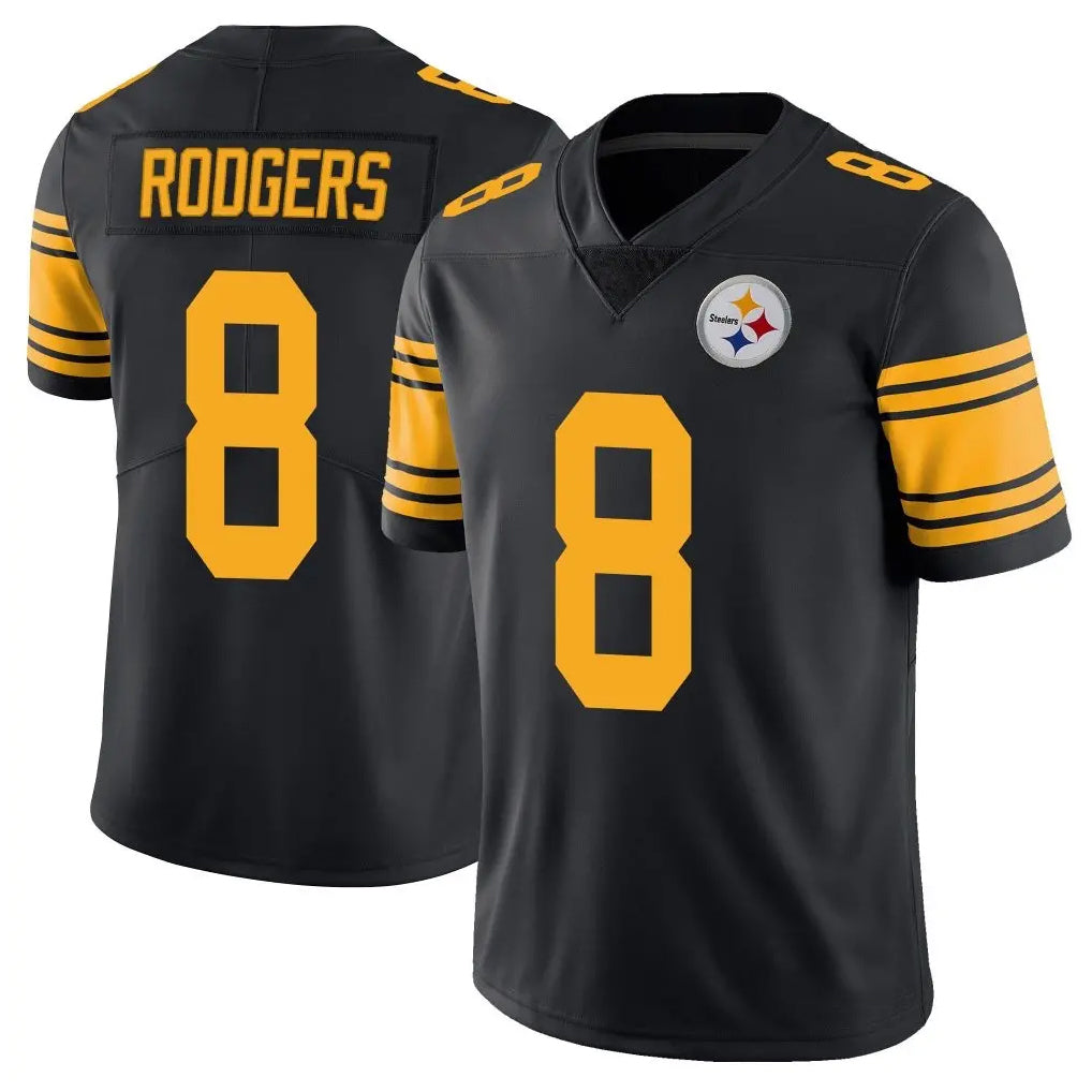 BIPIHUC P.Steelers #8 Aaron Rodgers Player Black Limited Color Rush Home Game Stitched Jerseys