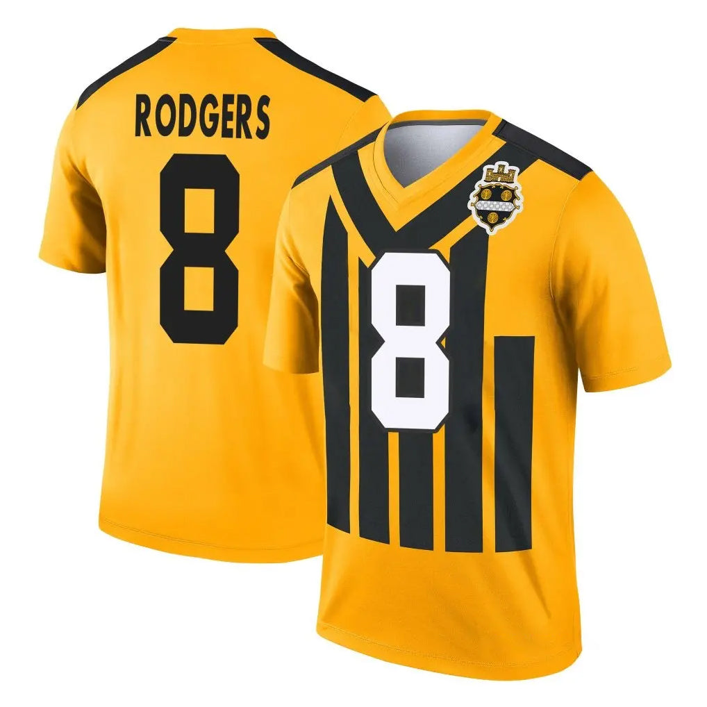 BIPIHUC P.Steelers #8 Aaron Rodgers Player Gold Legend Limited 1933 Throwback Performance Home Game Stitched Jerseys