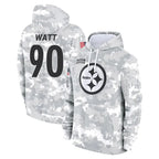 BIPIHUC P.Steelers #90 T.J. Watt Player Arctic Camo Limited Salute to Service Pullover Hoodies Game Stitched Jerseys