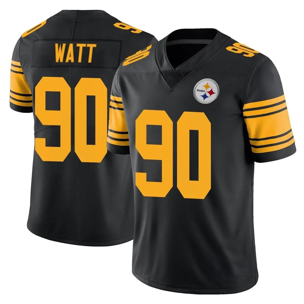 BIPIHUC P.Steelers #90 T.J. Watt Player Black Limited Color Rush Home Game Stitched Jerseys