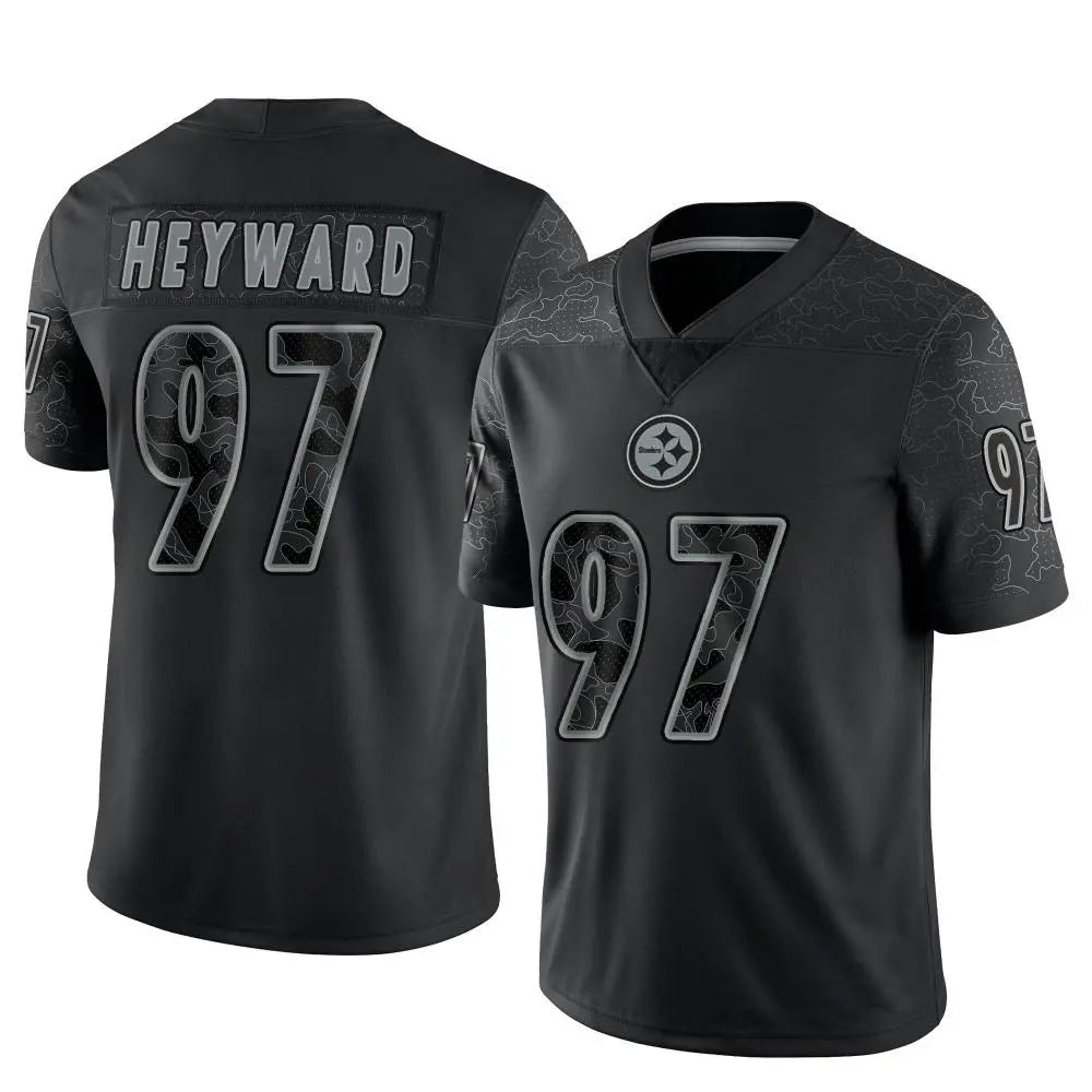 BIPIHUC P.Steelers #97 Cameron Heyward Player Black Limited Reflective Stitched Jerseys