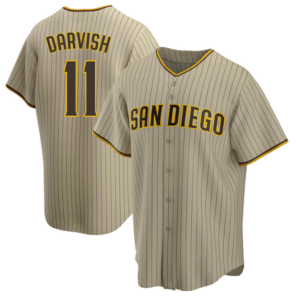 BIPIHUC S.Diego Padres #11 Yu Darvish Player Khaki Home Game Stitched Jerseys
