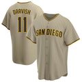 BIPIHUC S.Diego Padres #11 Yu Darvish Player Khaki Home Game Stitched Jerseys
