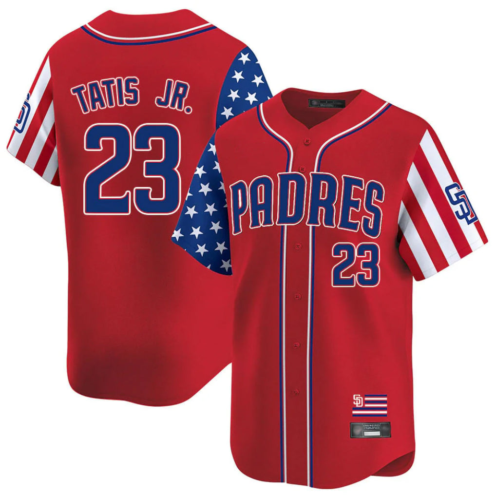 BIPIHUC S.Diego Padres #23 Fernando Tatis Jr Player Red Independence Day Home Limited Stitched Jerseys