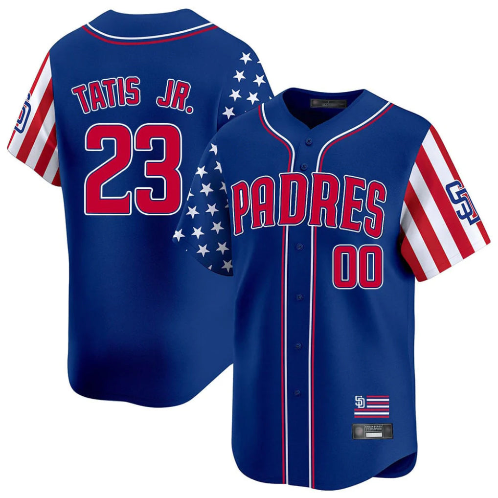 BIPIHUC S.Diego Padres #23 Fernando Tatis Jr Player Royal Independence Day Home Limited Stitched Jerseys