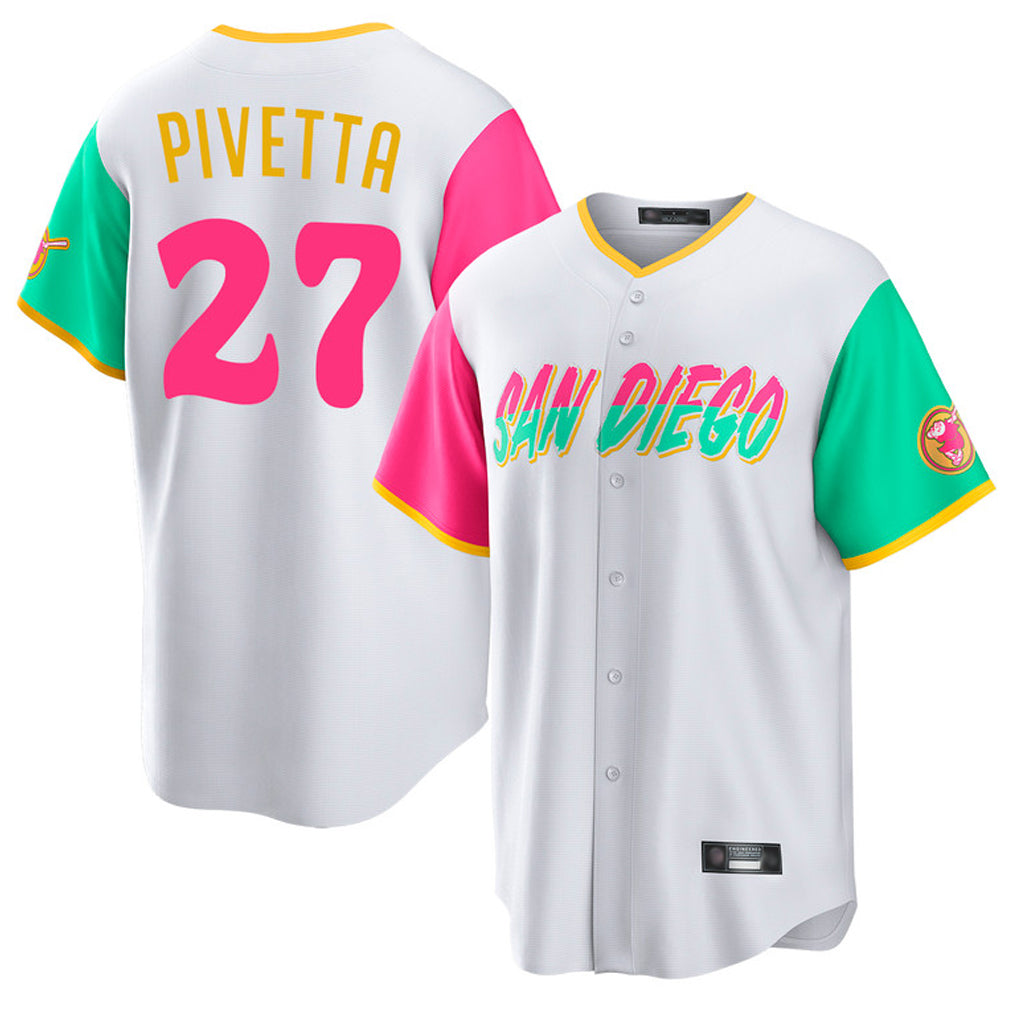 BIPIHUC S.Diego Padres #27 Nick Pivetta Player White City Connect Home Game Stitched Jerseys