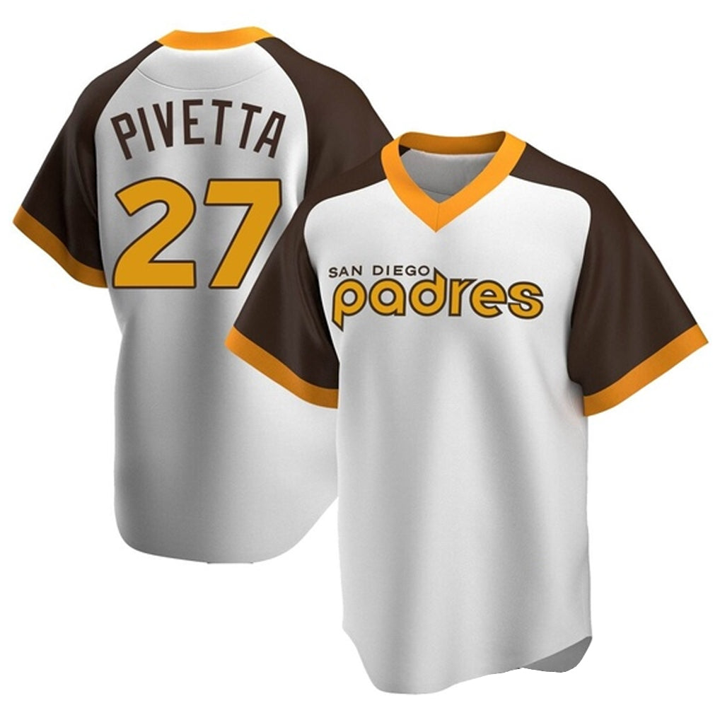 BIPIHUC S.Diego Padres #27 Nick Pivetta Player White Home Cooperstown Collection Replica Game Stitched Jerseys
