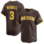 BIPIHUC S.Diego Padres #3 Jackson Merrill Player Brown Home Limited Stitched Jerseys