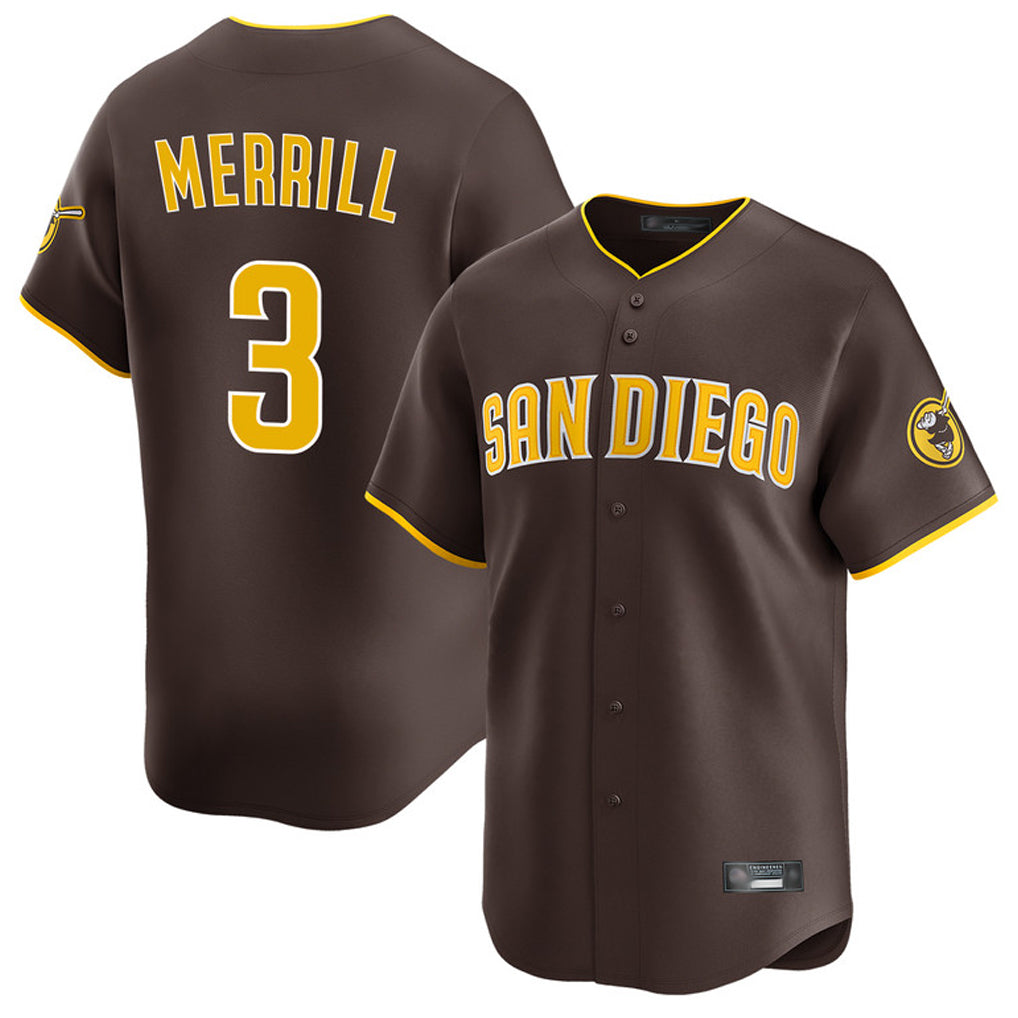 BIPIHUC S.Diego Padres #3 Jackson Merrill Player Brown Home Limited Stitched Jerseys