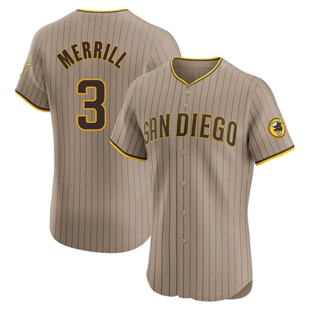 BIPIHUC S.Diego Padres #3 Jackson Merrill Player Khaki Home Limited Elite Stitched Jerseys