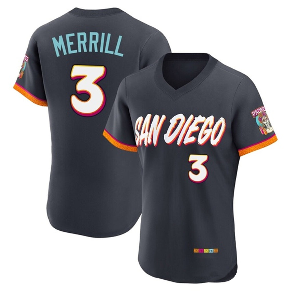 BIPIHUC S.Diego Padres #3 Jackson Merrill Player Obsidian 2026 City Connect Home Limited Elite T-shirt Stitched Jerseys