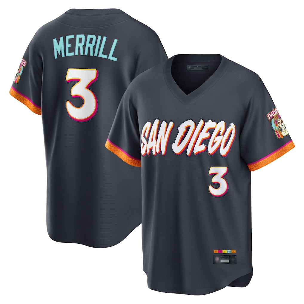 BIPIHUC S.Diego Padres #3 Jackson Merrill Player Obsidian 2026 City Connect Home Limited T-shirt Stitched Jerseys