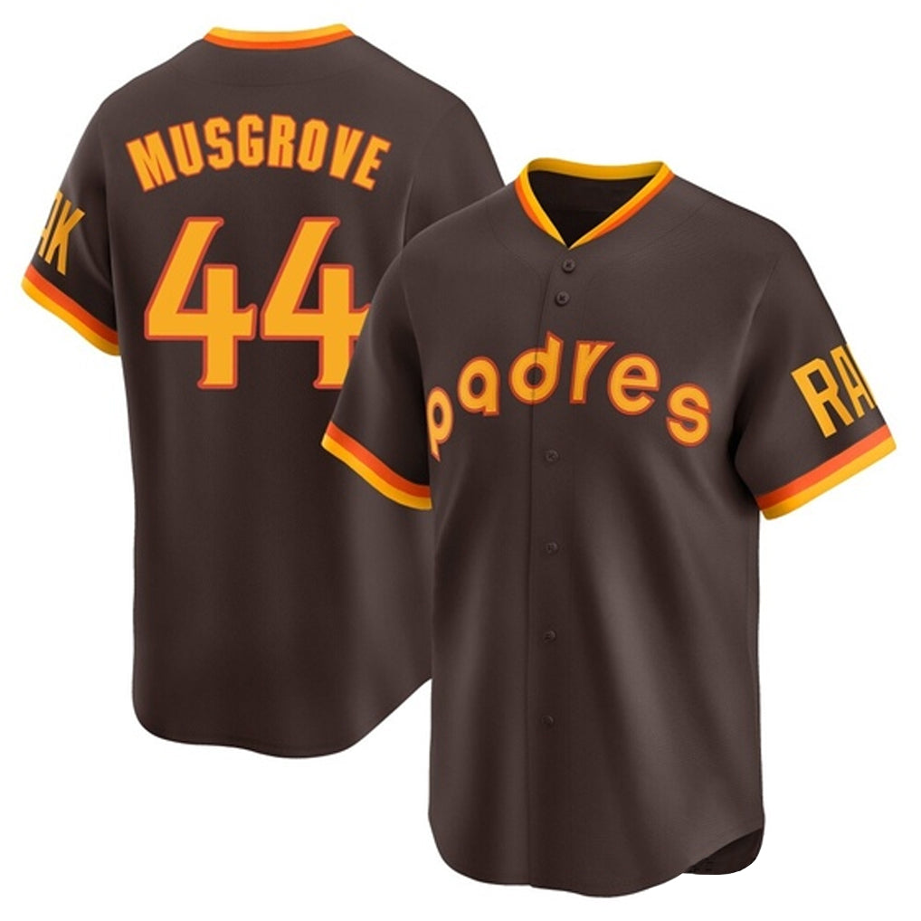 BIPIHUC S.Diego Padres #44 Joe Musgrove Player Brown Home Cooperstown Collection Replica Game Stitched Jerseys