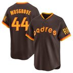 BIPIHUC S.Diego Padres #44 Joe Musgrove Player Brown Home Cooperstown Collection Replica Game Stitched Jerseys