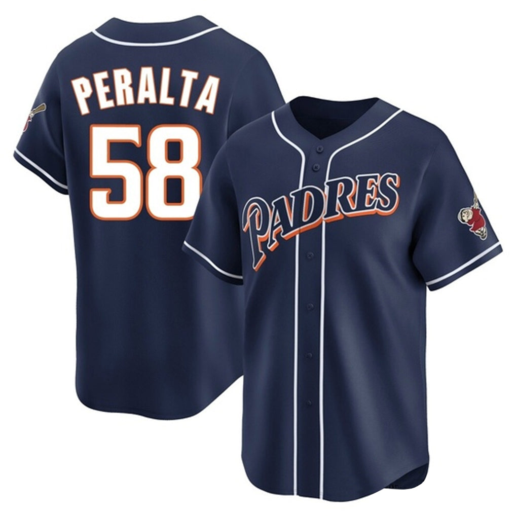 BIPIHUC S.Diego Padres #58 Wandy Peralta Player Navy Cooperstown Collection Limited Home Stitched Jerseys