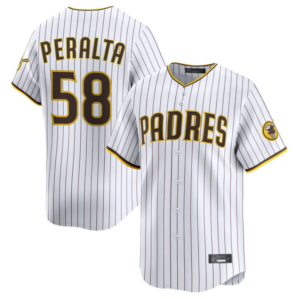 BIPIHUC S.Diego Padres #58 Wandy Peralta Player White Limited Home Stitched Jerseys