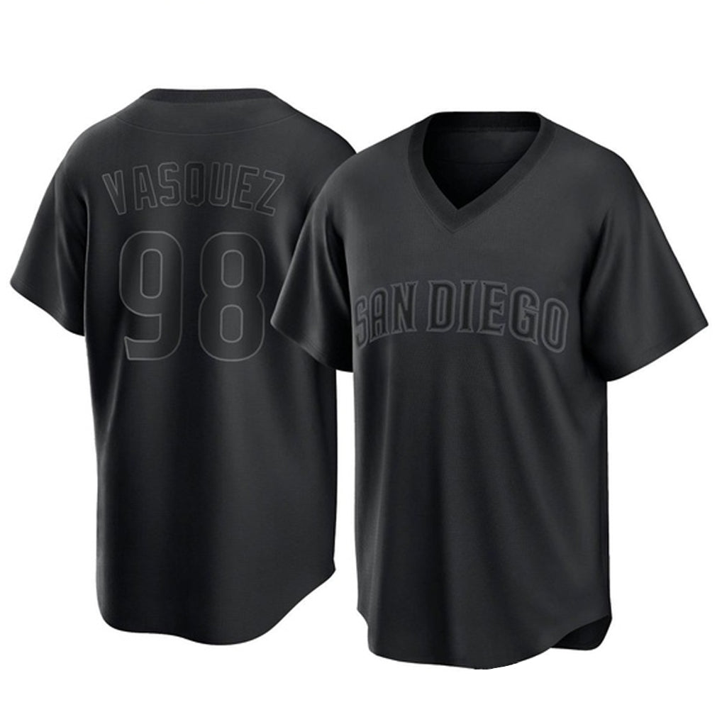 BIPIHUC S.Diego Padres #98 Randy Vasquez Player Black Pitch Fashion Game T-shirt Stitched Jerseys
