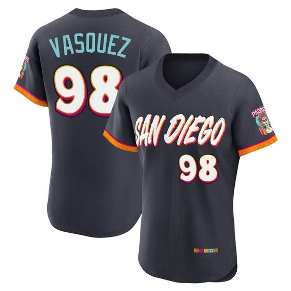 BIPIHUC S.Diego Padres #98 Randy Vasquez Player Obsidian 2026 City Connect Home Limited Elite T-shirt Stitched Jerseys