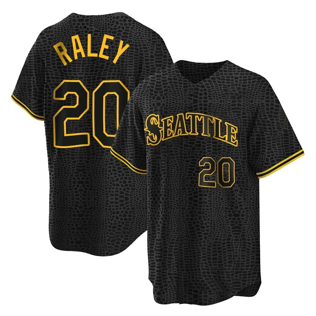 BIPIHUC S.Mariners #20 Luke Raley Player Black Snake Skin City Home Limited Stitched Jerseys