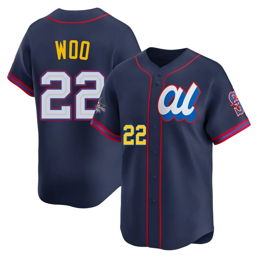 BIPIHUC S.Mariners #22 Bryan Woo Player Navy American League All-Star Edition Limited Stitched Jerseys