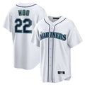 BIPIHUC S.Mariners #22 Bryan Woo Player White Home Game Stitched Jerseys
