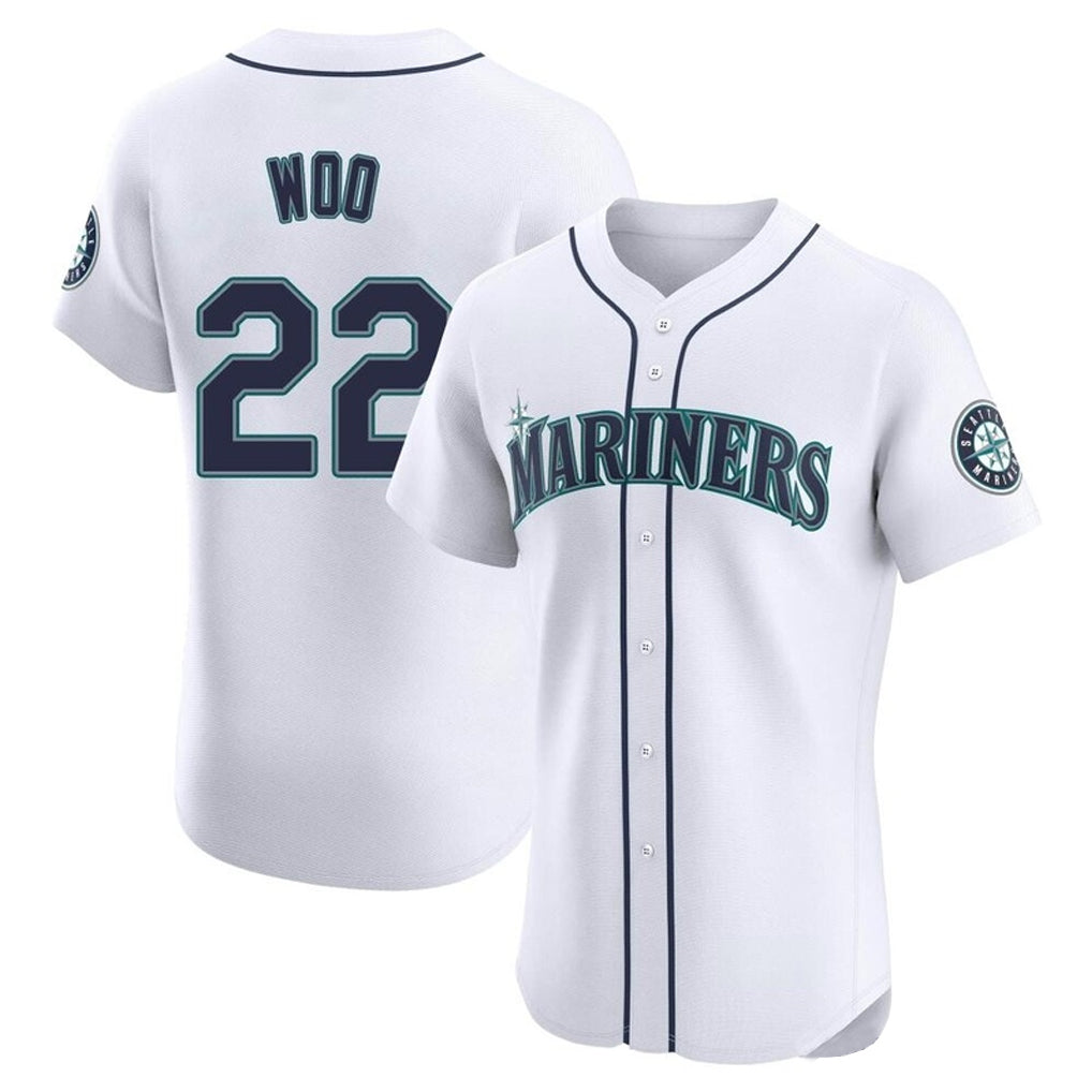 BIPIHUC S.Mariners #22 Bryan Woo Player White Home Limited Elite Stitched Jerseys