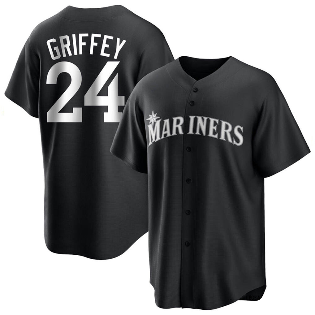 BIPIHUC S.Mariners #24 Ken Griffey Jr Player Black Home Limited Stitched Jerseys
