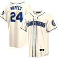 BIPIHUC S.Mariners #24 Ken Griffey Jr Player Cream Cooperstown Home Limited Stitched Jerseys