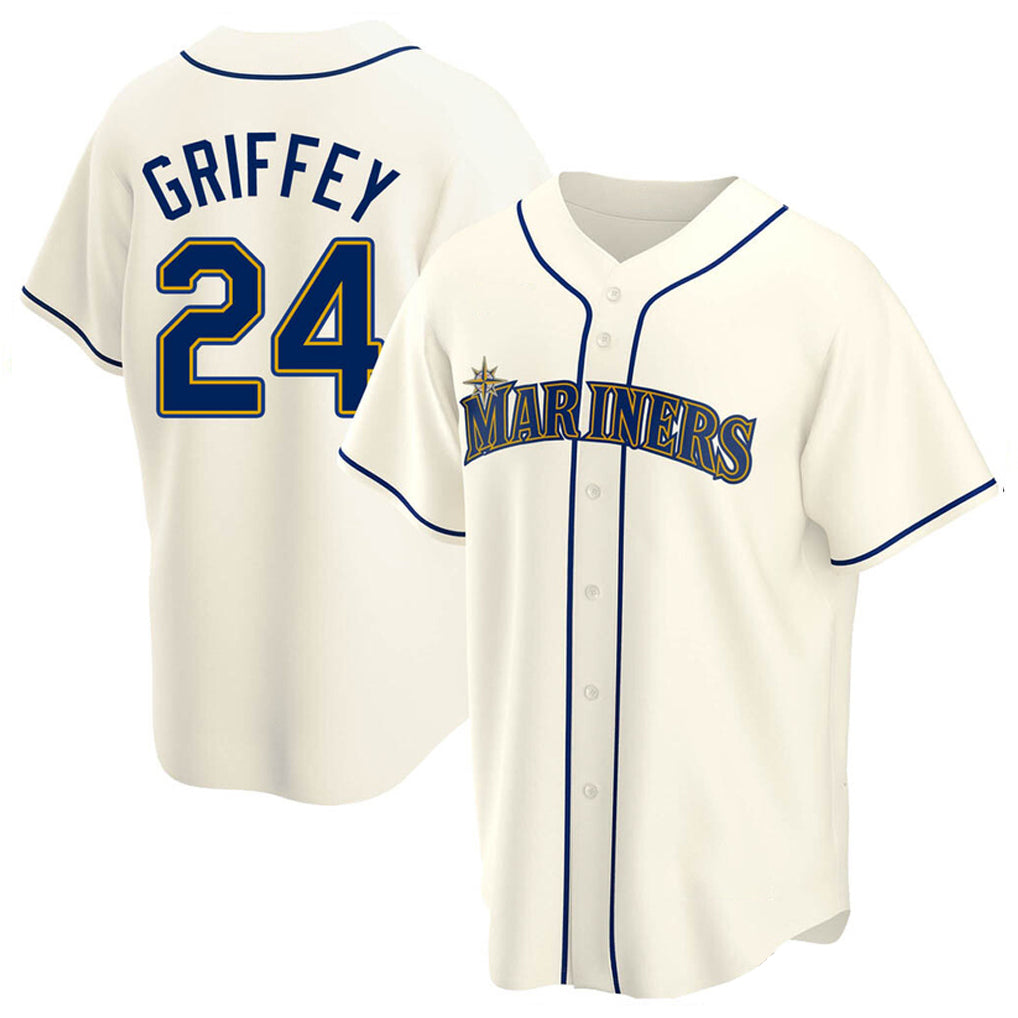 BIPIHUC S.Mariners #24 Ken Griffey Jr Player Cream Home Game Stitched Jerseys
