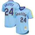 BIPIHUC S.Mariners #24 Ken Griffey Jr Player Light Blue Mitchell & Ness Cooperstown Collection Game Stitched Jerseys