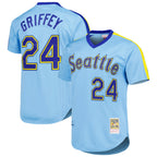 BIPIHUC S.Mariners #24 Ken Griffey Jr Player Light Blue Mitchell & Ness Cooperstown Collection Game Stitched Jerseys