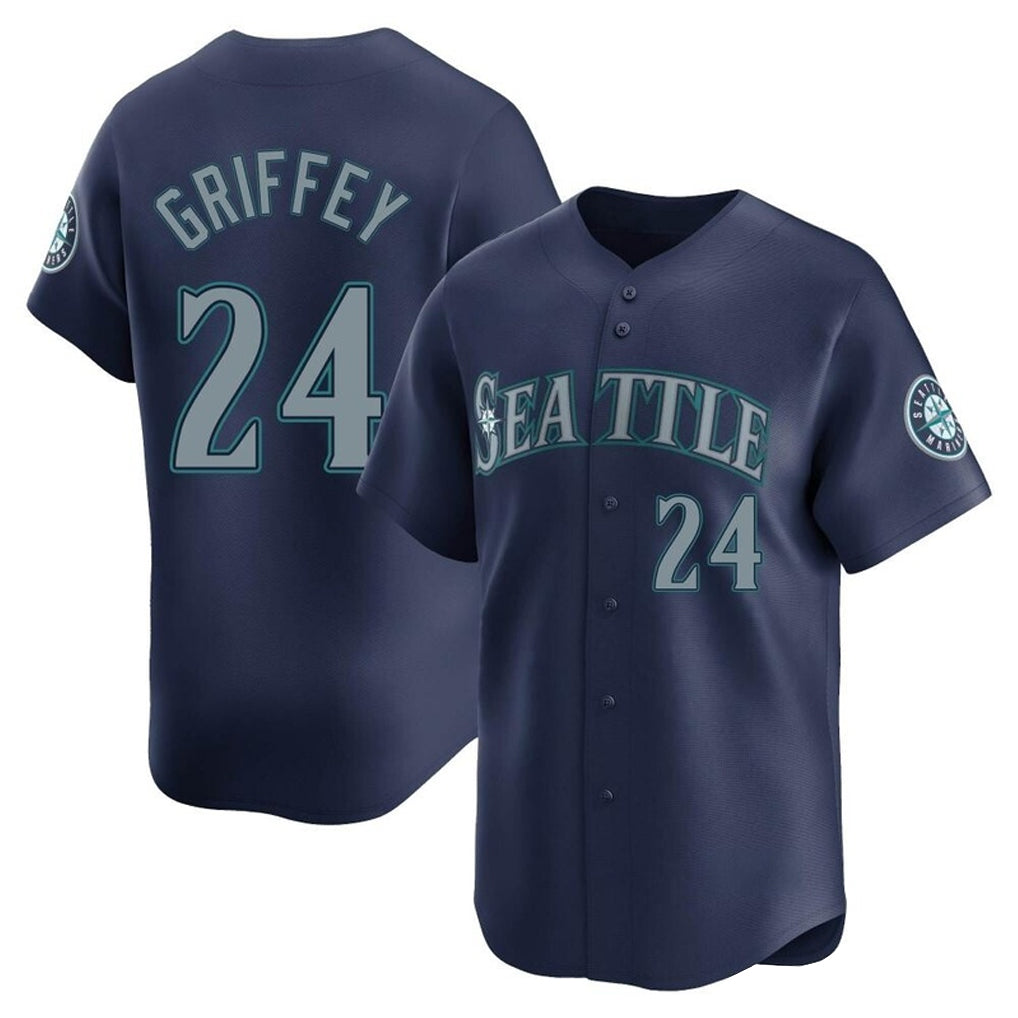 BIPIHUC S.Mariners #24 Ken Griffey Jr Player Navy Home Limited Stitched Jerseys