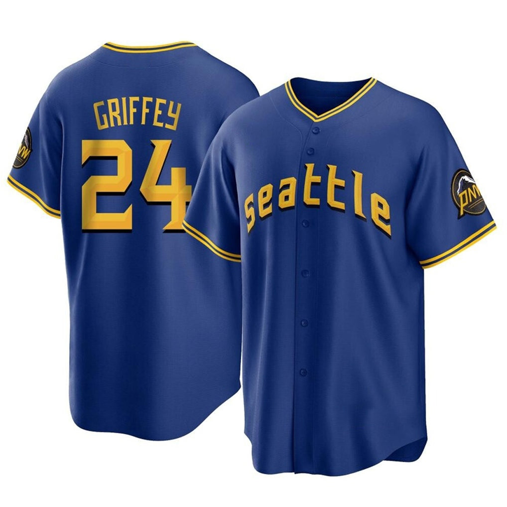 BIPIHUC S.Mariners #24 Ken Griffey Jr Player Royal City Connect Home Game Stitched Jerseys