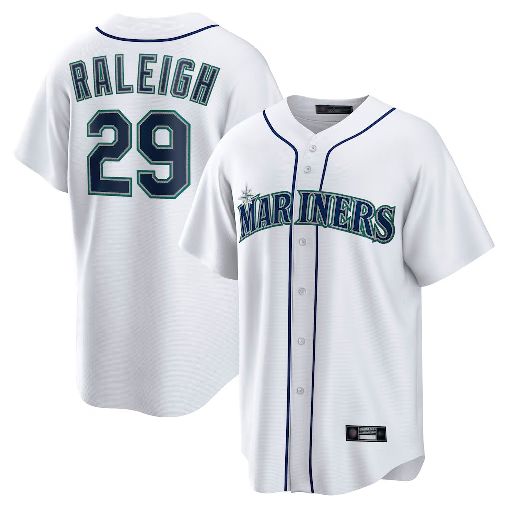BIPIHUC S.Mariners #29 Cal Raleigh Player White Home Game Stitched Jerseys