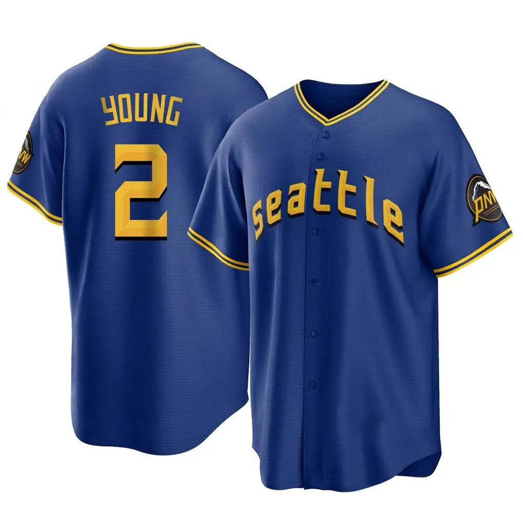 BIPIHUC S.Mariners #2 Cole Young Player Royal City Connect Home Game Stitched Jerseys